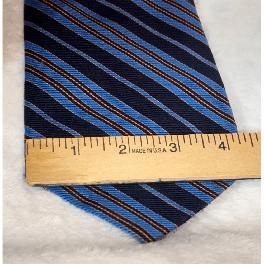 Hudson's Men's Store Tie Blue Striped Executive‎ Collection Cavalry Twill